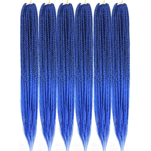 Miniatura 26 de 6 paquetes/lote (14/18/24/30) pulgadas, 0.4 in, 20 hebras por paquete, 3 extensiones de cabello trenzado de ganchillo finas, diámetro 3X
