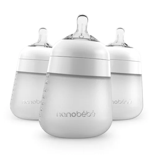 Miniatura 7 de Nanobebe - Biberón de silicona flexible, anticólicos, sensación natural, pezón que no se derrumba, base estable sin puntas, fácil de limpiar