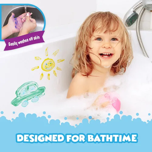 Miniatura 3 de Tub Works® Jabón de Pintura para Bañera, Juguetes de Baño, Pastel 6 Pack No Tóxico Pintura Lavable para Bañera para Pintar con los Dedos