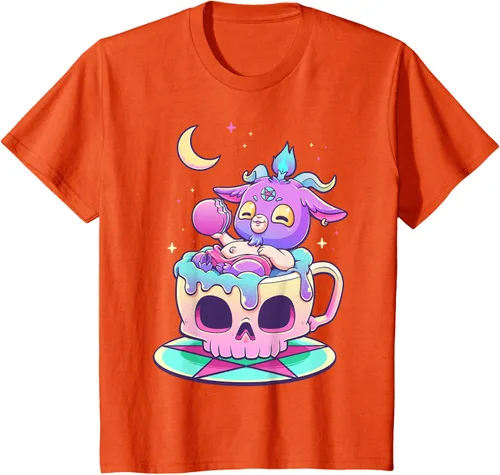 Miniatura 74 de Kawaii Pastel Goth Cute espeluznante Pentáculo Baphomet - Camiseta de cabra, Negro