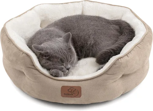 Miniatura 7 de Bedsure Camas refrescantes para perros pequeños, camas redondas para gatos de interior, cama lavable para cachorros y gatitos con parte inferior Azul