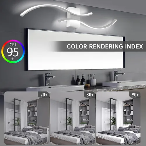 Miniatura 2 de CANEOE Aplique de pared moderno, lámpara de pared LED de tira larga blanca, lámpara de pared de interior con diseño ondulado de 39 pulgadas