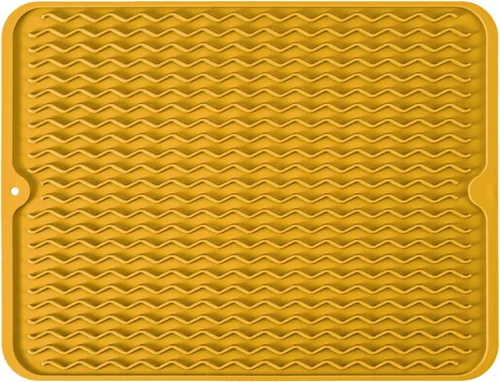 Miniatura 37 de Tapete de silicona para secar platos, antideslizante, fácil de limpiar, tapete escurridor de platos grande resistente al calor para encimera