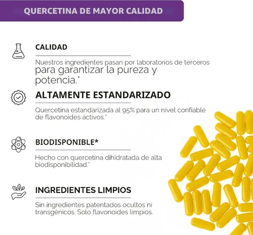 Miniatura 2 de Sandhu - Suplemento de quercetina con bromelina, complejo de quercetina y bioflavonoides para el refuerzo inmunitario y la salud respiratoria, 1,000