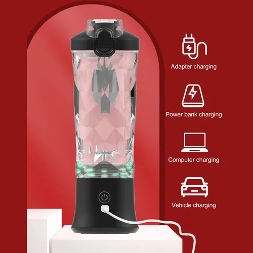 Miniatura 2 de Licuadora portátil, 18000rpm 20.3 fl oz de gran capacidad inalámbrica de acero inoxidable con 6 cuchillas ultra afiladas para batidos y licuados