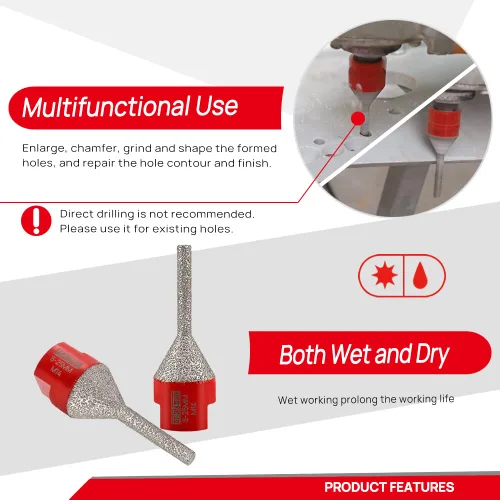 Miniatura 3 de DT-DIATOOL Broca de dedo de diamante con revestimiento de fresado para agrandar y pulir agujeros en azulejos de porcelana, cerámica, granito