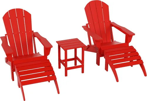 Miniatura 28 de WestinTrends Reposapiés otomano Adirondack para patio al aire libre, taburete de madera de polietileno para todo tipo de clima, ampliamente Azul