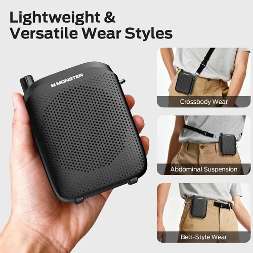 Miniatura 8 de Monster Amplificador de voz Phonic 20, amplificador de voz portátil de 15 W para profesores, altavoz Bluetooth 6.0 PA con micrófono con cable