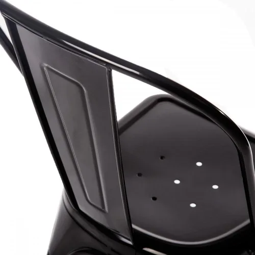 Miniatura 4 de Juego de 4 sillas de comedor de metal para patio, sillas de restaurante de 18 pulgadas, altura de asiento para interiores y exteriores, apilables