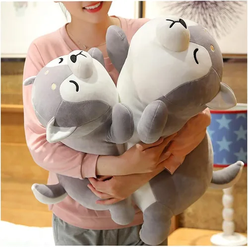 Miniatura 5 de ERDAO Husky - almohada de felpa, animal de peluche Huskie, Almohada de juguete de animales de peluche de Huskie para niños, día de San Valentín