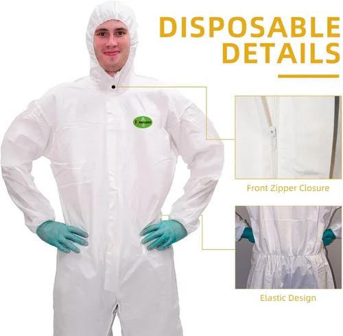 Miniatura 2 de Disposable Coverall with Hood, Tear-Resistant, Latex-Free for Painting, Construction & Industrial Work