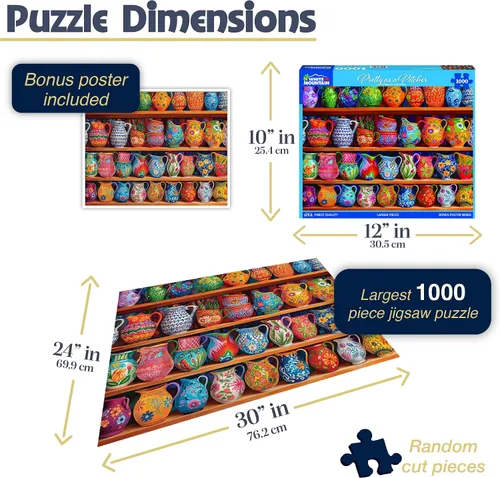 Miniatura 3 de White Mountain Rompecabezas de 1000 piezas con diseño de jarrón colorido con piezas grandes, regalo para adultos y familia, 24 x 30 pulgadas, bonito