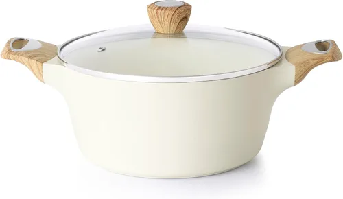 SENSARTE - Olla de stock de cerámica antiadherente con tapa, olla de sopa de 2,6/4,5/6,6/8,5 QT, olla de guisos, olla de pasta saludable no tóxica,