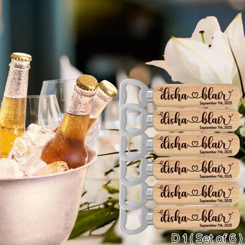 Miniatura 2 de Abrebotellas personalizados, nombres de pareja personalizados de madera y abridores de fecha para regalo de boda, regalos ideales para boda