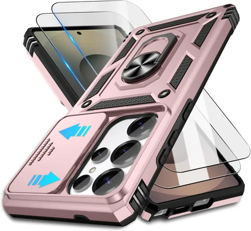 Miniatura 88 de ATUMP Funda para OnePlus Nord N200 5G con protector de pantalla HD con cubierta para cámara deslizante, soporte de anillo de rotación de 360°