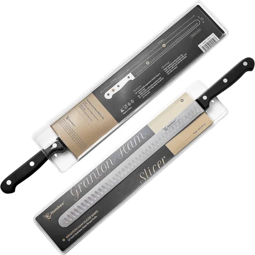 Miniatura 3 de Cuchillo de trinchar de 12 pulgadas con borde de Granton afilado para corte de carne y pavo de pechuga, hoja de acero inoxidable con mango