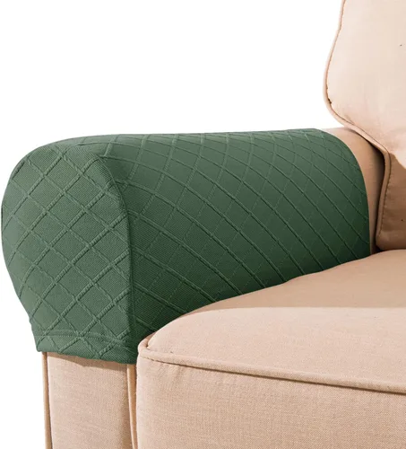 Miniatura 13 de Fundas para reposabrazos de sofá, paquete de 2 fundas elásticas para sillón, protector de reposabrazos de muebles para sofá, silla, sillón Gris