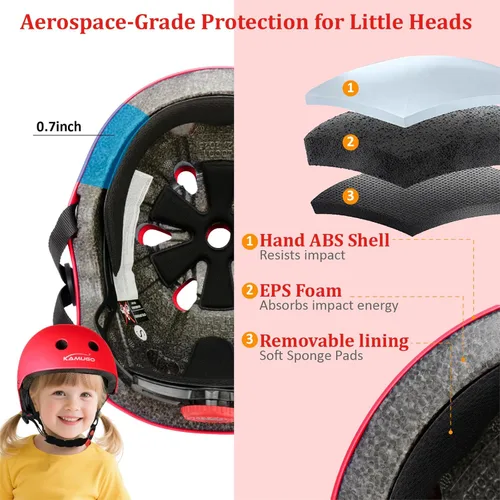 Miniatura 6 de KAMUGO - Casco ajustable para niños, adecuado para niños pequeños de 2 a 14 años, para niños y niñas, seguridad multideportiva para ciclismo