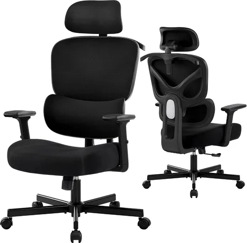 Miniatura 10 de AreShark Silla ergonómica de oficina – Silla de escritorio de malla transpirable con respaldo alto con soporte lumbar y reposacabezas ajustable