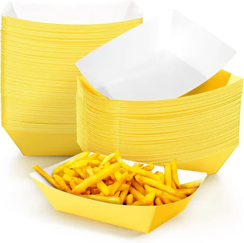 Miniatura 7 de Yinkin 100 piezas de bandejas de papel para comida en forma de barco, bandejas desechables de 2 libras para nachos, bandejas de papel kraft