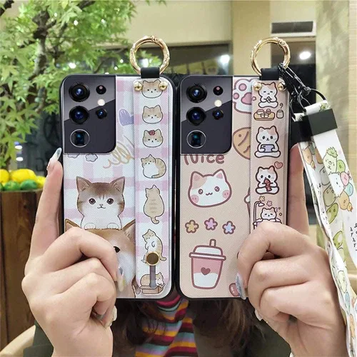 Miniatura 4 de Bonita funda cruzada compatible con Samsung Galaxy A32 5G, con correa para la muñeca, cordón de silicona suave a prueba de golpes, funda protectora
