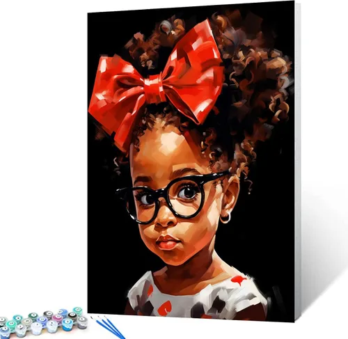 Miniatura 34 de Tucocoo Pintura por números para adultos, kits de pintura al óleo digital sobre lienzo con pinceles y pigmento acrílico, hermoso retrato de niña