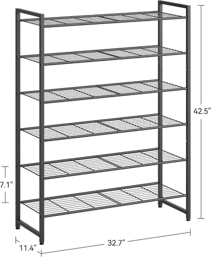 Miniatura 3 de Nunsino Zapatero de metal, organizador de zapatos de garaje de 6 niveles, con capacidad máxima para 30 pares, estante de almacenamiento de zapatos
