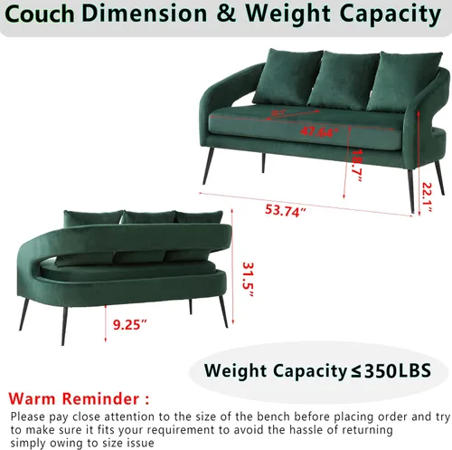 Miniatura 2 de Juego de 1 sofá biplaza pequeño y 2 sillas decorativas, juego de sofá y sillón de 3 piezas para sala de estar, moderno sofá de terciopelo con silla