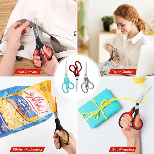 Miniatura 5 de Tijeras, Niutop Tijeras Multiusos de 8" Resistentes Ergonómicas con Agarre Cómodo Tijeras de Manualidades Afiladas para Oficina Hogar Doméstico