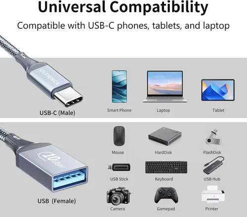 Miniatura 8 de Paquete de 2 adaptadores USB C a USB USB hembra a USB C macho OTG - Transferencia de datos SuperSpeed de 10 Gbps para MacBook Pro/iPad Air, iPhone