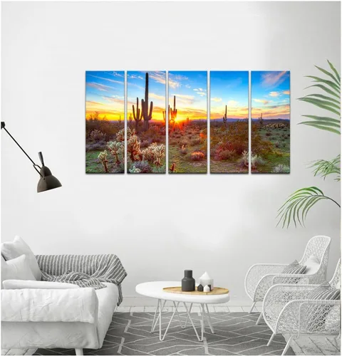 Miniatura 4 de sechars 5 piezas de pintura Arizona extragrande del desierto de Sonora al atardecer impresión en lienzo Arizona Cactus paisaje ilustraciones