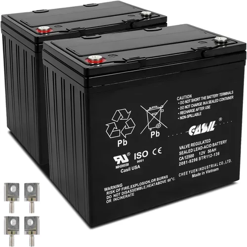 Miniatura 10 de Casil CA12330 - Batería sellada de plomo ácido de 12 V y 33 Ah, paquete de 2 unidades, AGM sin mantenimiento, terminales de tuerca y perno