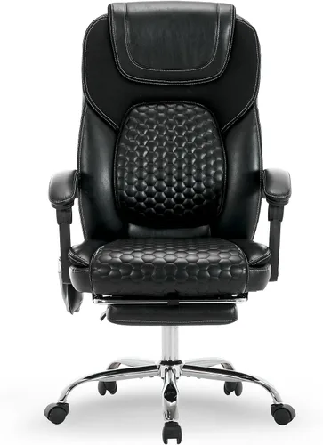 Miniatura 9 de MALOL Silla de oficina de masaje de 300 libras, silla de escritorio grande y alta con 3 niveles de calor y reposapiés, silla ejecutiva ergonómica