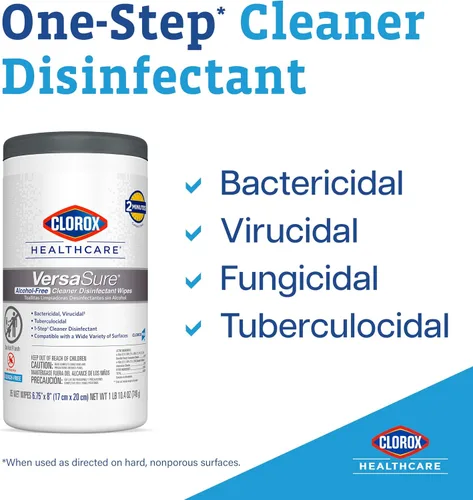 Miniatura 3 de Clorox Healthcare VersaSure - Toallitas desinfectantes limpiadoras, 12 x 12 pulgadas, cubo de 110 unidades (el paquete puede variar)