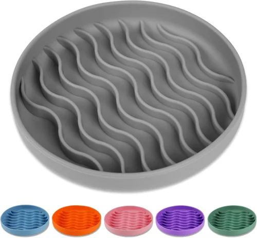 Miniatura 7 de Tazones de alimentación lenta para perros, tazón de silicona antigolpe, comedero lento para mascotas y cachorros con ventosas, apto para Naranja
