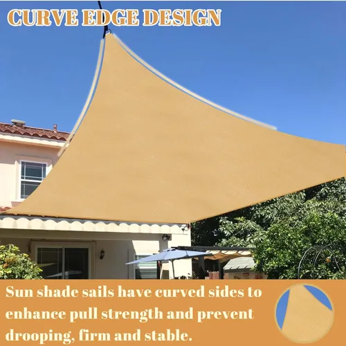 Miniatura 3 de Cool Area - Toldo parasol rectangular, tamaño 12 x 16 pies, SS-078, para dar sombra a patios, jardines y terrazas, color arena