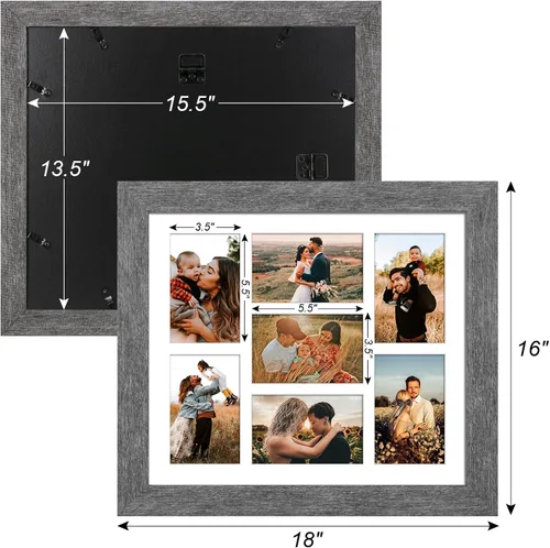 Miniatura 199 de Marcos de Fotos Collage de 13.5X15.5 con 7 Aberturas para Fotos de 4X6, Marco de Fotos Múltiples con Paspartú para Decoración de Pared, Grano