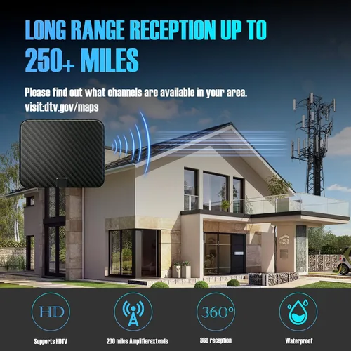 Miniatura 4 de Antena de TV para Smart TV en interiores, antena de TV para canales locales, compatible con 4K 1080p con amplificador de señal, cable coaxial HDTV