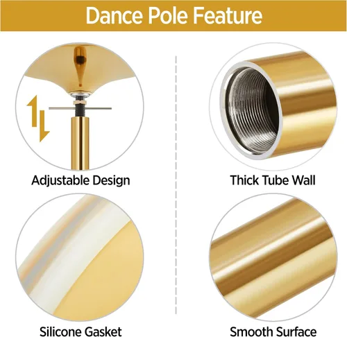 Miniatura 3 de Yaheetech - Tubo de baile profesional giratorio estático, tubo de baile portátil extraíble de 45 mm, kit de tubo de baile para ejercicio, club