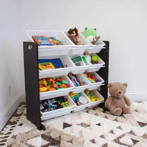 Miniatura 2 de Organizador de juguetes para niños con cajas de almacenamiento Tot Tutors, Espresso Espresso/Blanco