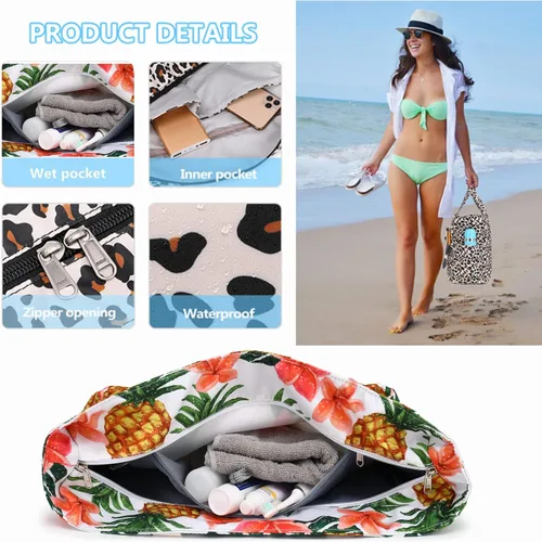 Miniatura 4 de Bolsa de playa y piscina para mujer, grande, bolsa de gimnasio con compartimento húmedo para viajes, impermeable