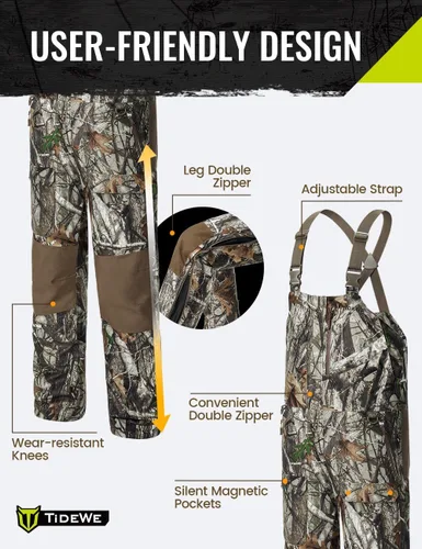 Miniatura 5 de TIDEWE Hunting Bibs Heated with Battery, Waterproof Insulated Bibs for Fishing