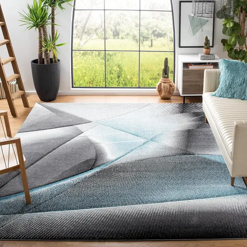 Miniatura 18 de SAFAVIEH Hollywood Collection - Alfombra decorativa de 2 pies 7 pulgadas x 5 pies, gris y azul, diseño moderno de mediados de siglo, no desprende
