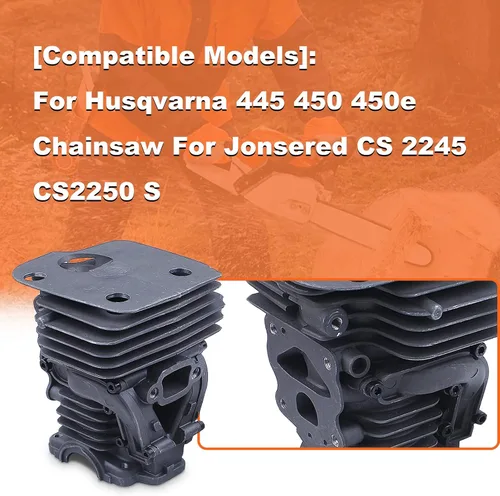 Miniatura 3 de Kit de anillo de pistón de cilindro de 1.732 in para JONSERED CS 2245 CS2250 S para Husqvarna 445 450 450e, cilindro, pistón, pasador, anillo
