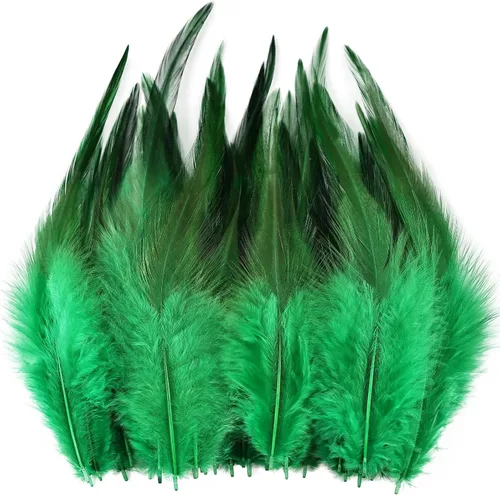 Miniatura 15 de Plumas para manualidades, 240 piezas de 5-7 pulgadas de color azul agua, plumas de gallo Saddle Hackle, plumas a granel para bodas, fiestas en casa