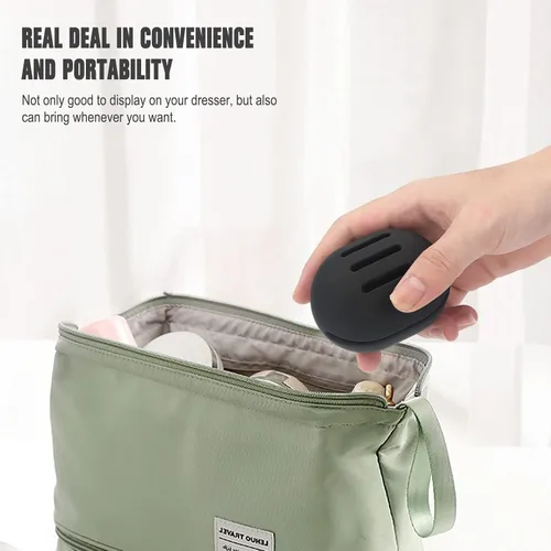 Miniatura 4 de FERYES Soporte para esponja de maquillaje – Estuche para mezclador de maquillaje de silicona resistente a roturas y ecológico para viajes - Negro