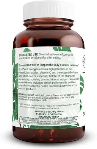 Miniatura 3 de Natural Nutra Pastillas de zinc con vitamina C, sabor a limón, apoyo inmunológico, fortificadas con bioflavonoides y propóleos de abeja, gluconato
