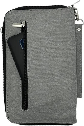 Miniatura 4 de Helgruenn Organizador de documentos de viaje familiar de 6 pasaportes de primera calidad con bloqueo RFID, Gris