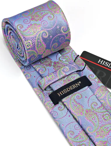 Miniatura 88 de HISDERN Corbatas para hombre, corbata de cachemira y bolsillo cuadrado tejido clásico floral para hombre, corbata de fiesta de boda