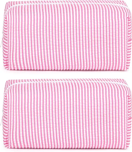 Miniatura 19 de SOIDRAM 6 Piezas Bolsa de Maquillaje a Cuadros Preppy Bolsa de Cosméticos a Granel Rosa Negra Bolsa de Maquillaje Personalizada Bolsa de Viaje de 6